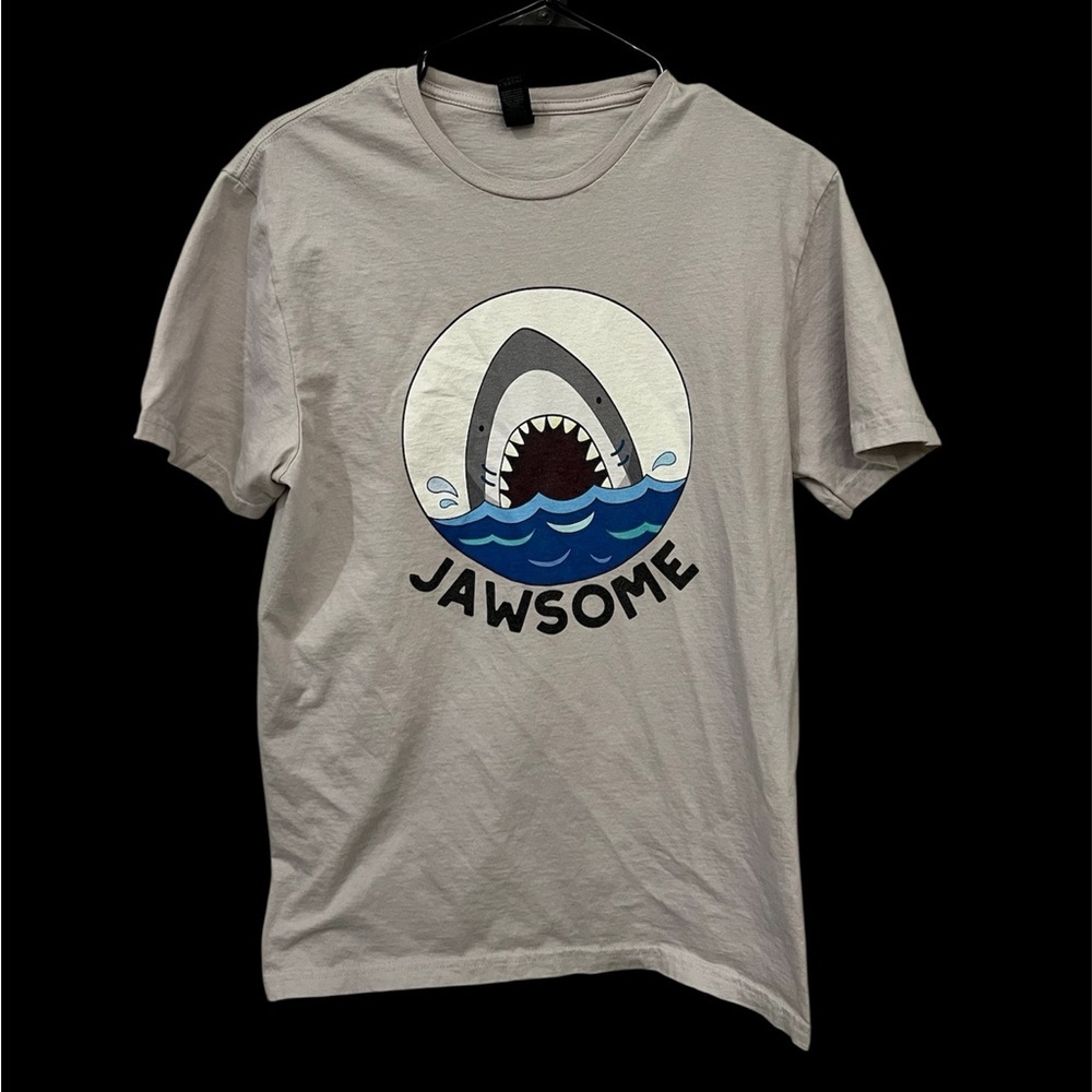 Jawsome Shark Graphic T-Shirt Gray Funny Tee – Size M